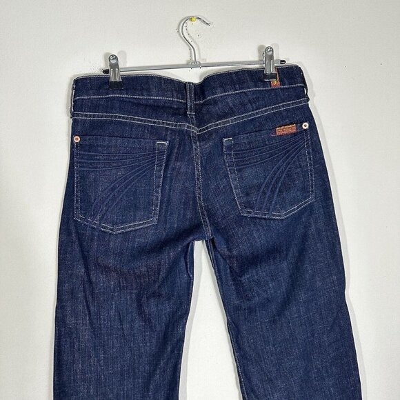 7 For All Mankind Womens 28 Jeans Crop DOJO Denim Blue Pocket Inseam 20 Low Rise - Picture 2 of 6